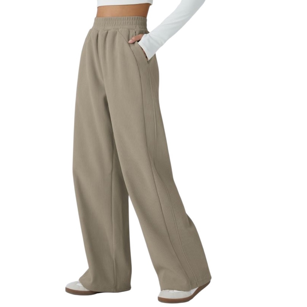 Halara High Waisted Straight Leg Pants M Mop Corduroy Stretch Comfy Relaxed - Picture 8 of 9